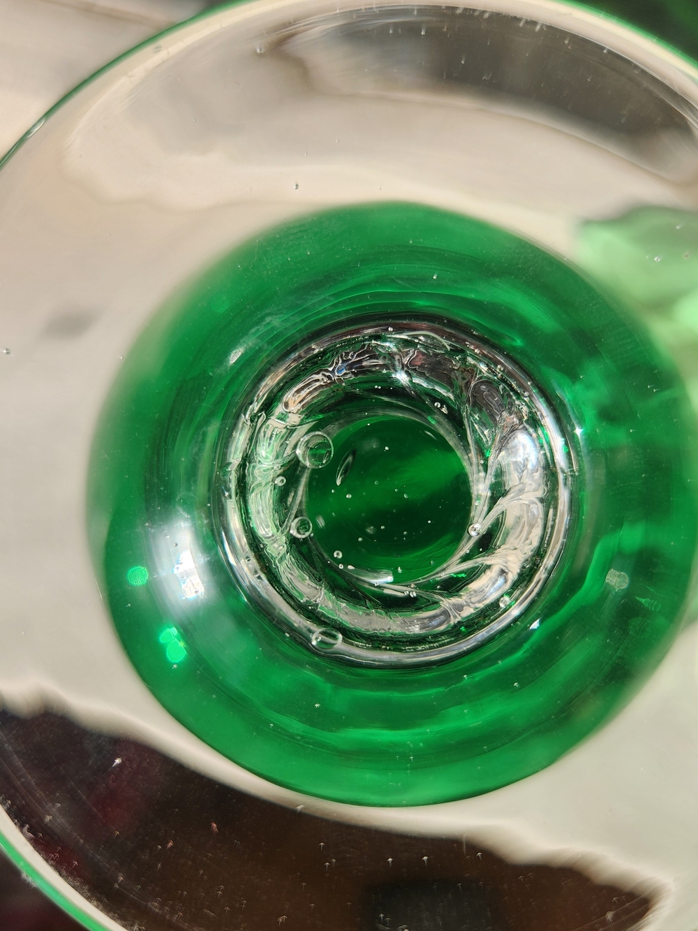 Set of 2 Vintage Empoli MCM Emerald Green Optic Glass Brandy Snifter Italy Pair - Picture 9 of 9